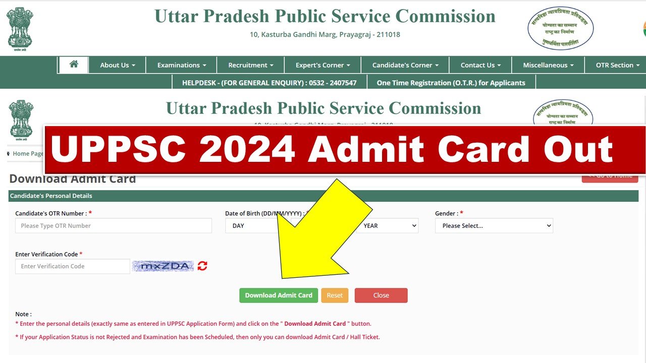 UPPSC 2024 Admit Cards Download